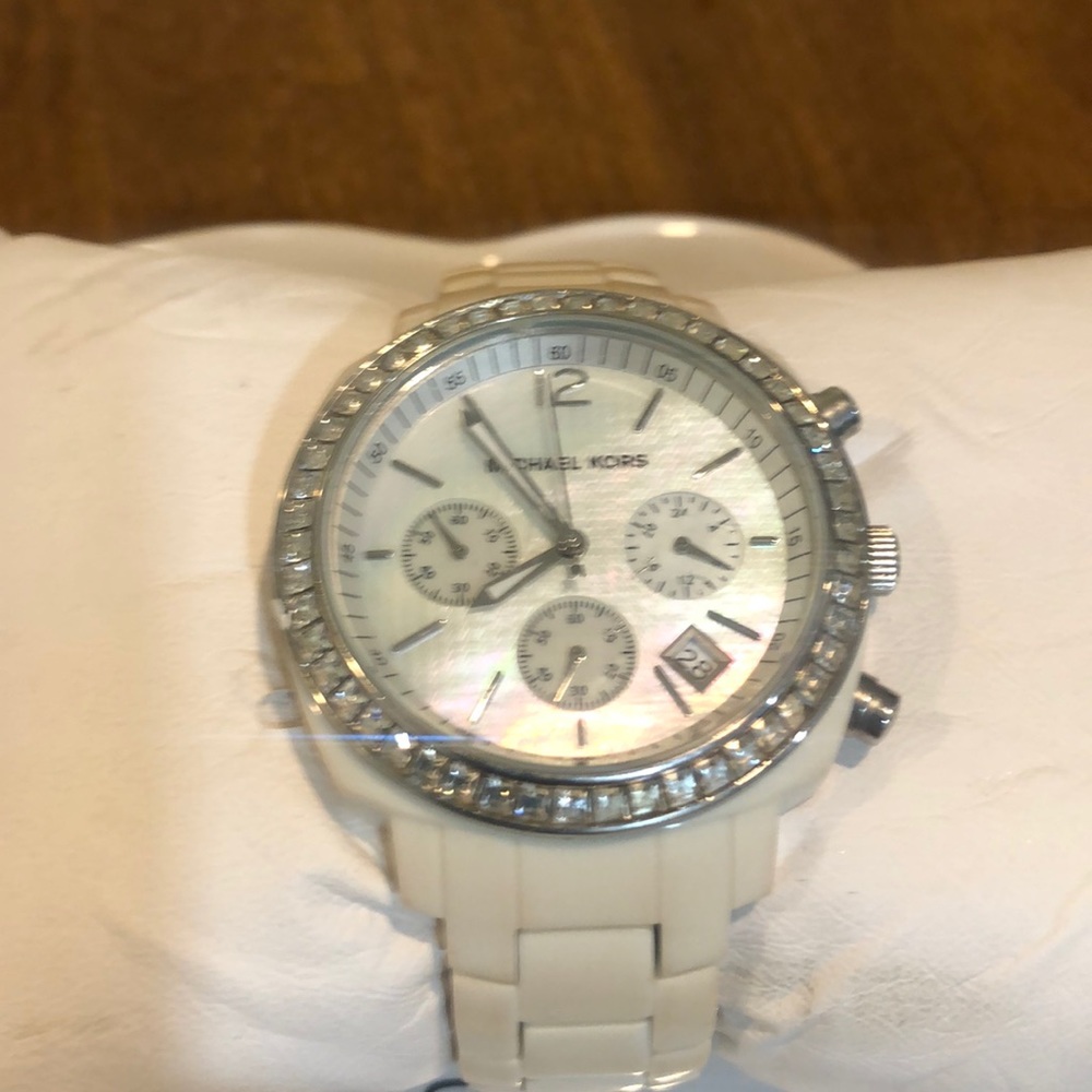 Michael Kors White Watch Rhinestones Ceramic